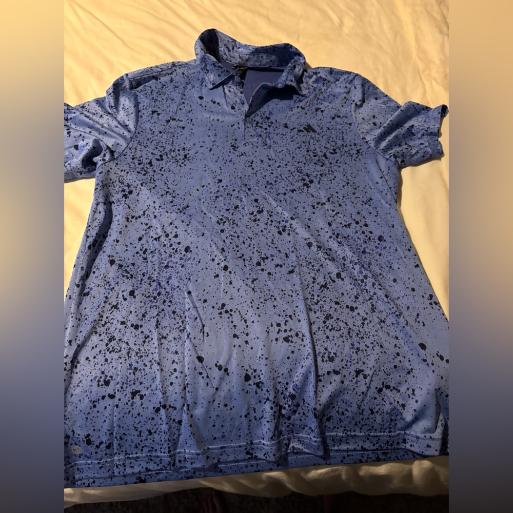Adidas Blue and Black Patterned Shirt